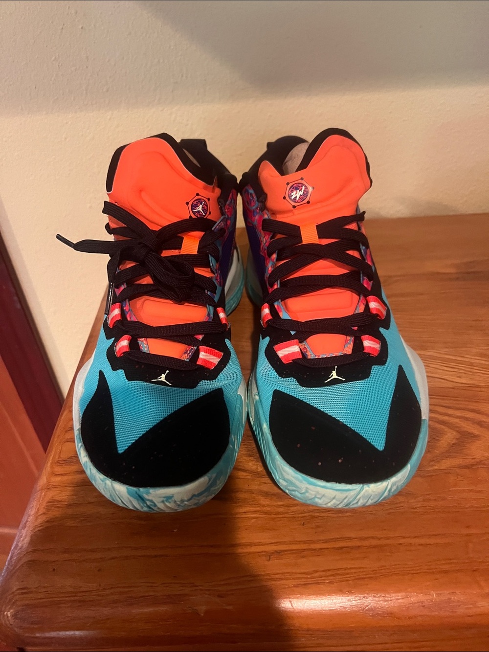 Jordan Men's Sneakers in Turquoise, Orange & Black